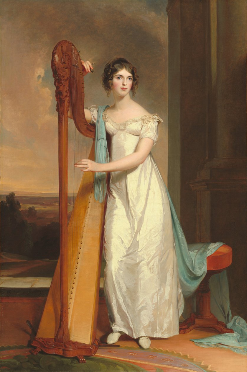Nainen harpun kanssa: Eliza Ridgely, 1818. tekijältä Thomas Sully