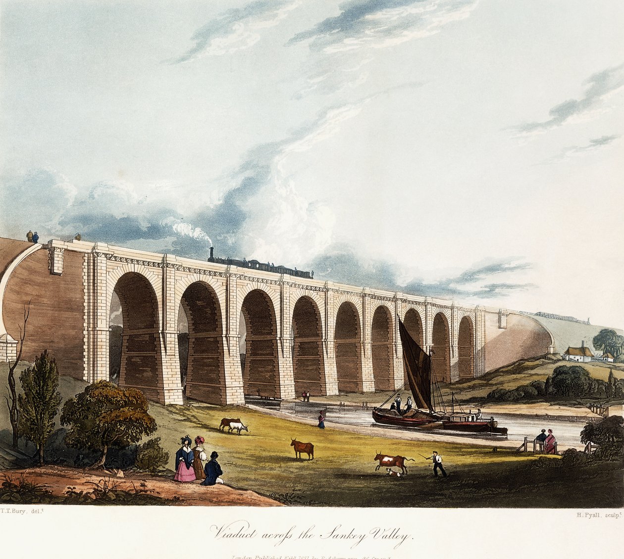 Viadukti Sankeyn laakson poikki, 1831 tekijältä Thomas Talbot Bury