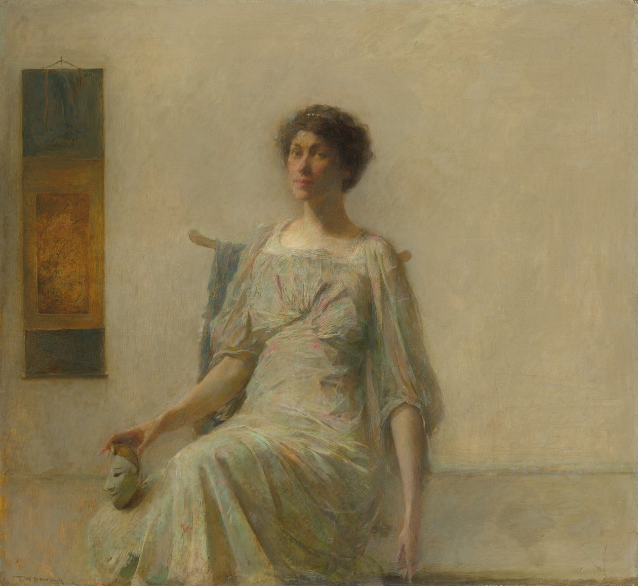 Nainen naamiolla tekijältä Thomas Wilmer Dewing