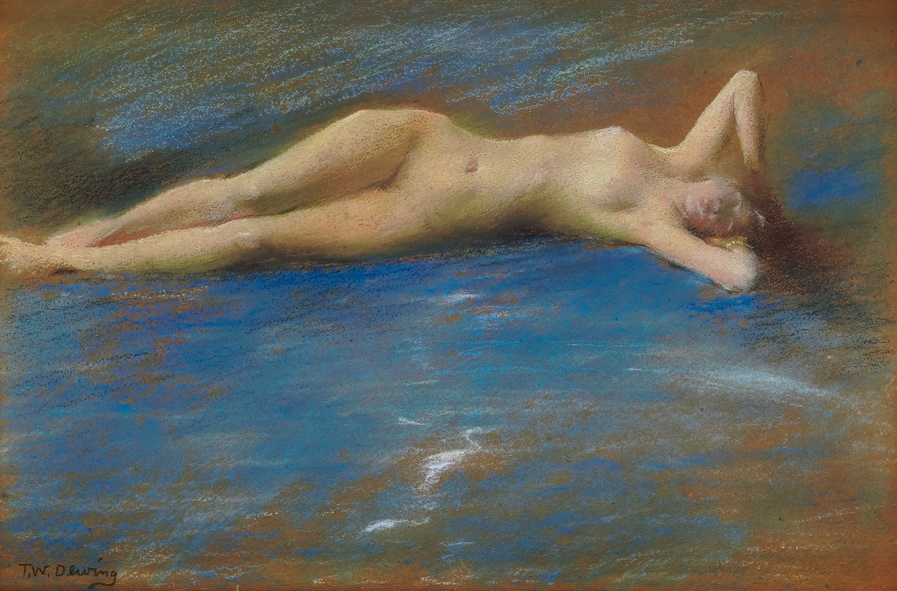 Makaava alaston kuva tytön tekijältä Thomas Wilmer Dewing