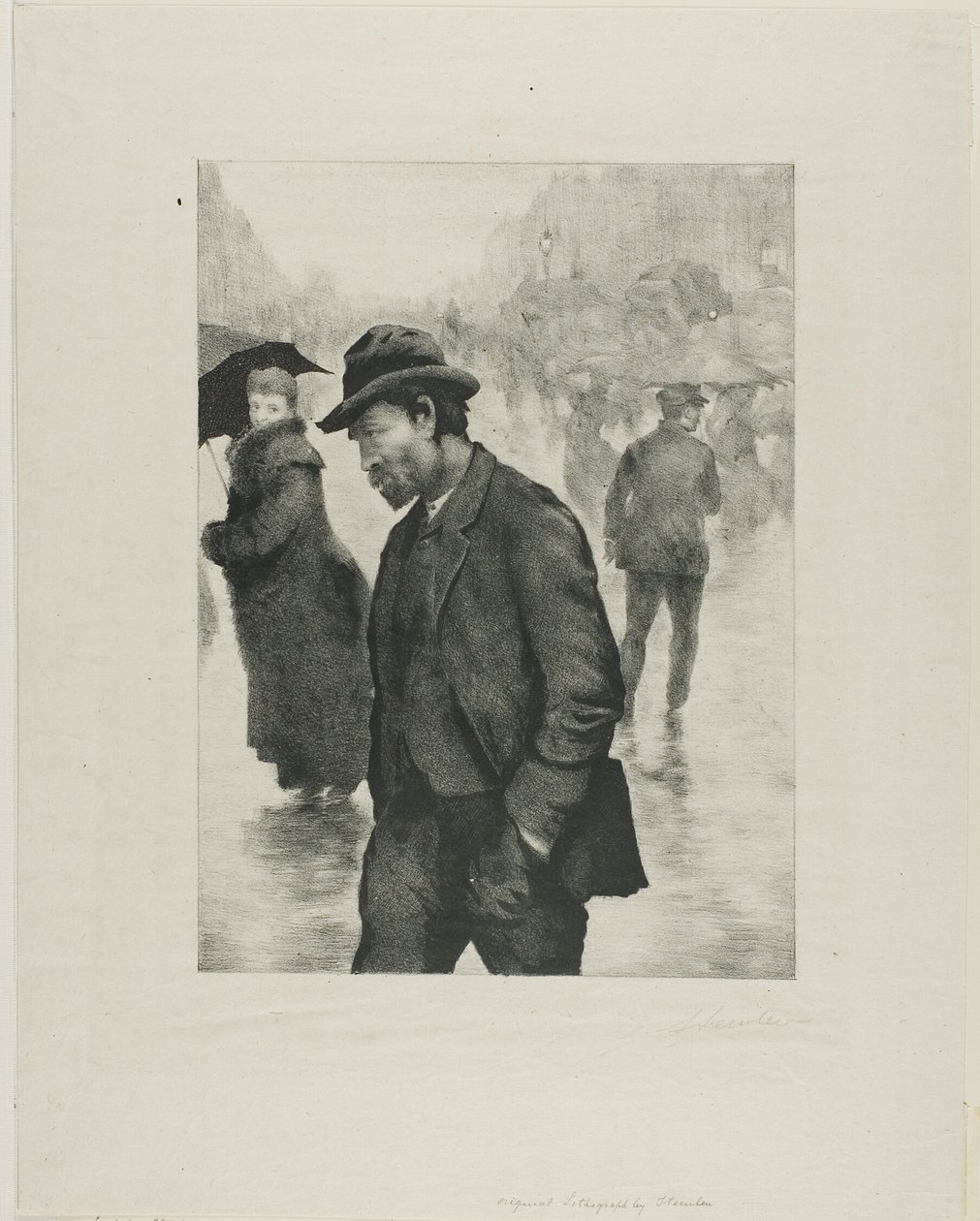 Sateinen päivä, Pariisi tekijältä Théophile Alexandre Pierre Steinlen