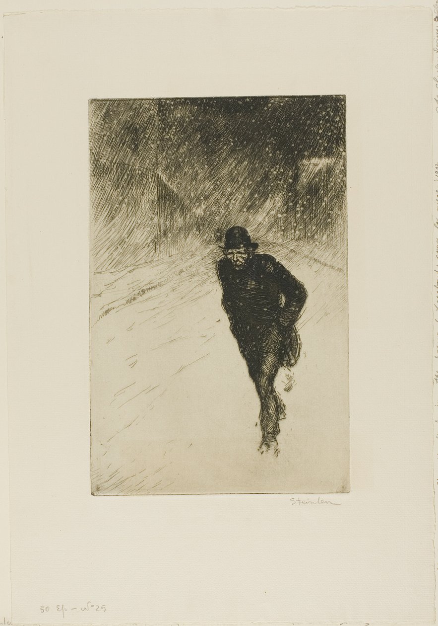 Vagabondi lumessa tekijältä Théophile Alexandre Pierre Steinlen