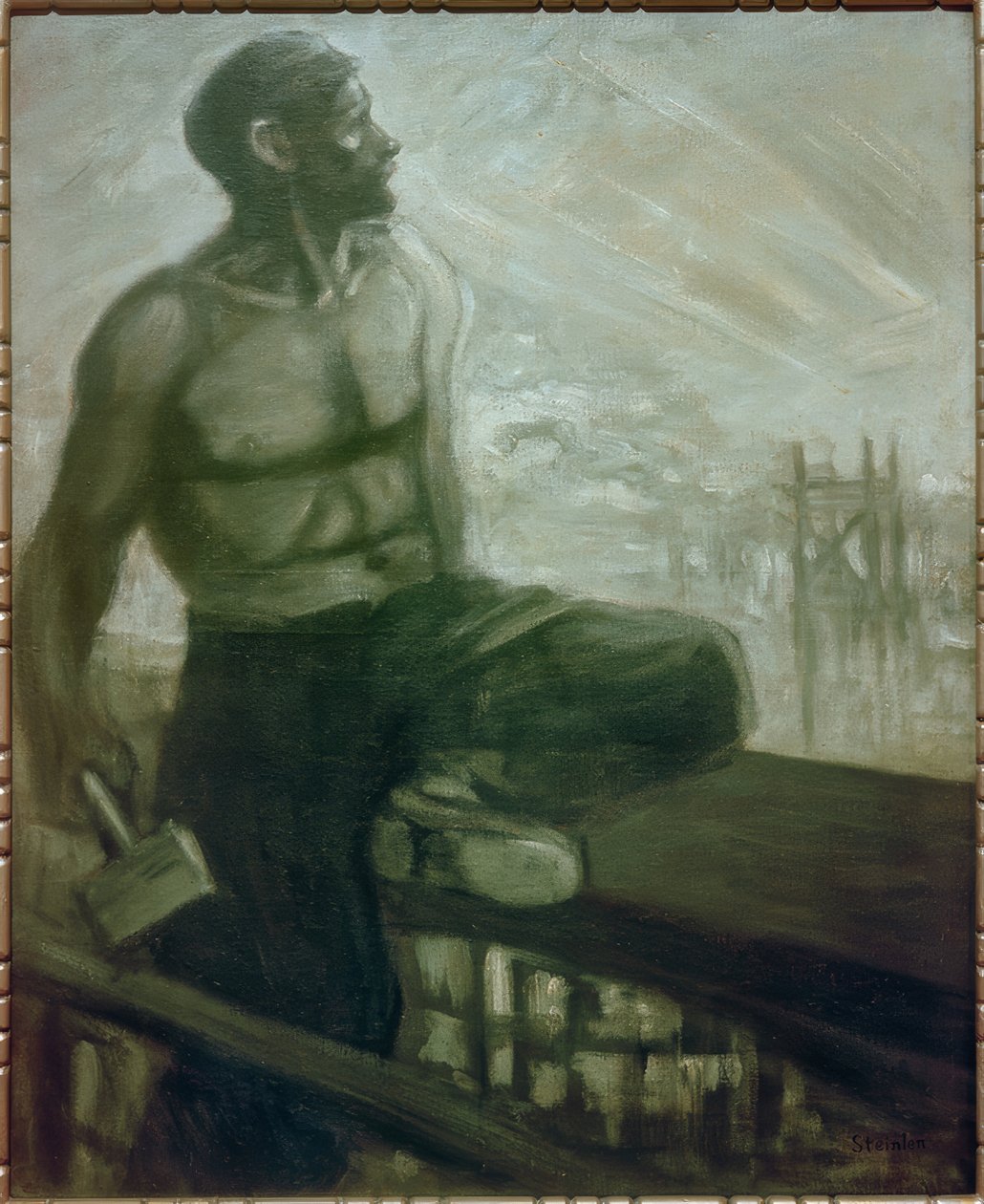 Puuseppä sataman yläpuolella tekijältä Théophile Alexandre Steinlen