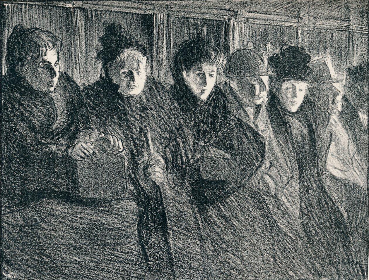 Raitiovaunun sisällä, 1896, 1898 tekijältä Théophile Alexandre Steinlen