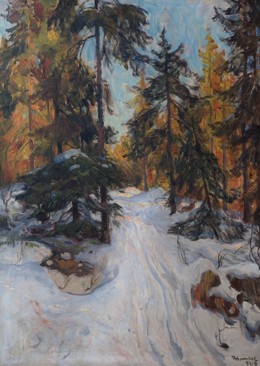 Metsän sisätilat, talvi tekijältä Thorolf Holmboe