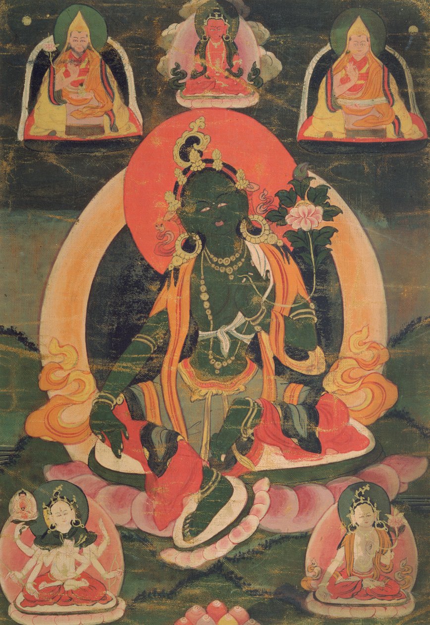 CBL Tb 1836 Green Tara (wc ja guassi puuvillalla) tekijältä Tibetan School