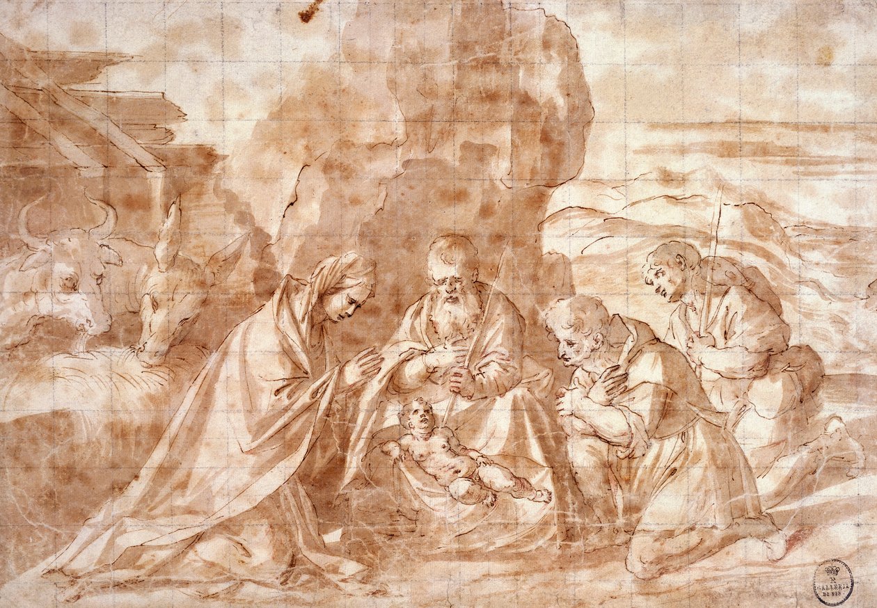 Tizianin syntymä (n. 1490-1576), piirustus tekijältä Titian (c.1488 1576)