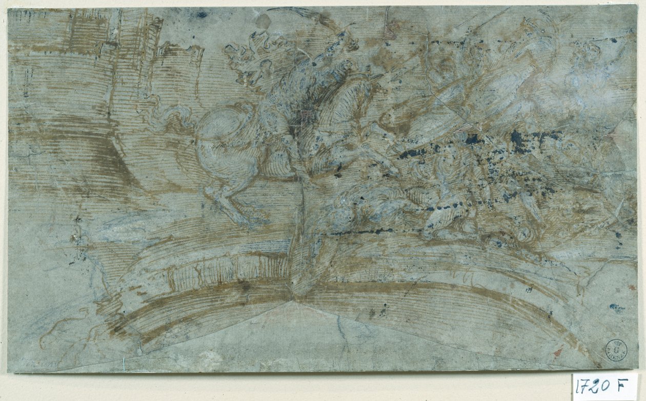 Taistelu (kynä ja muste paperille) tekijältä Titian (c.1488 1576)