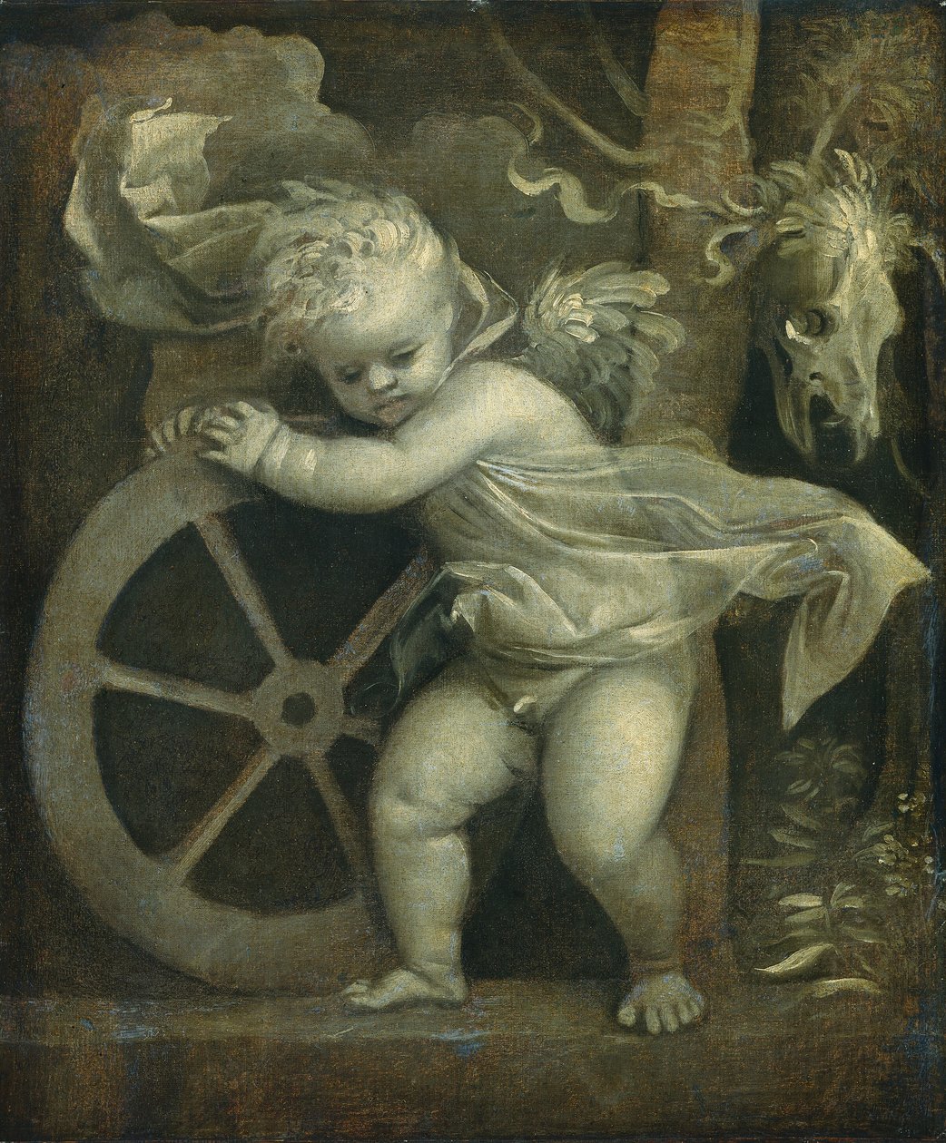 Amor ajan pyörän kanssa tekijältä Titian