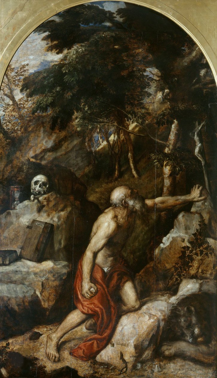 Katuva pyhä Hieronymus, n. 1550. tekijältä Titian