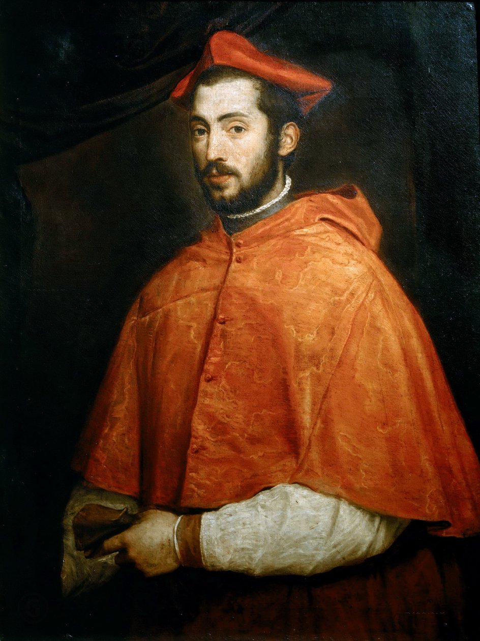 Kardinaali Alessandro Farnesen muotokuva, 1545-1546. tekijältä Titian