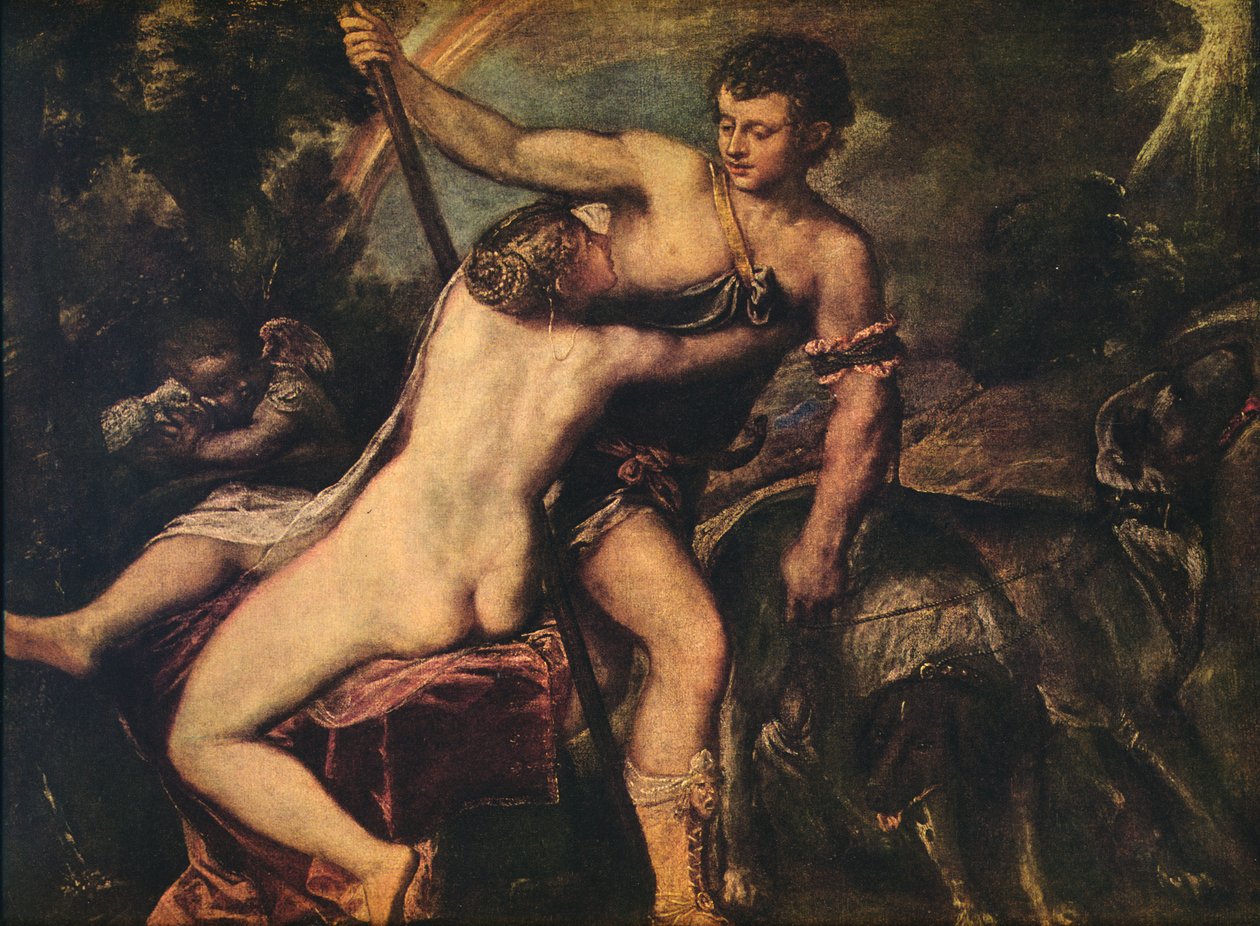 Venus ja Adonis, 1560 tekijältä Tiziano Vecelli