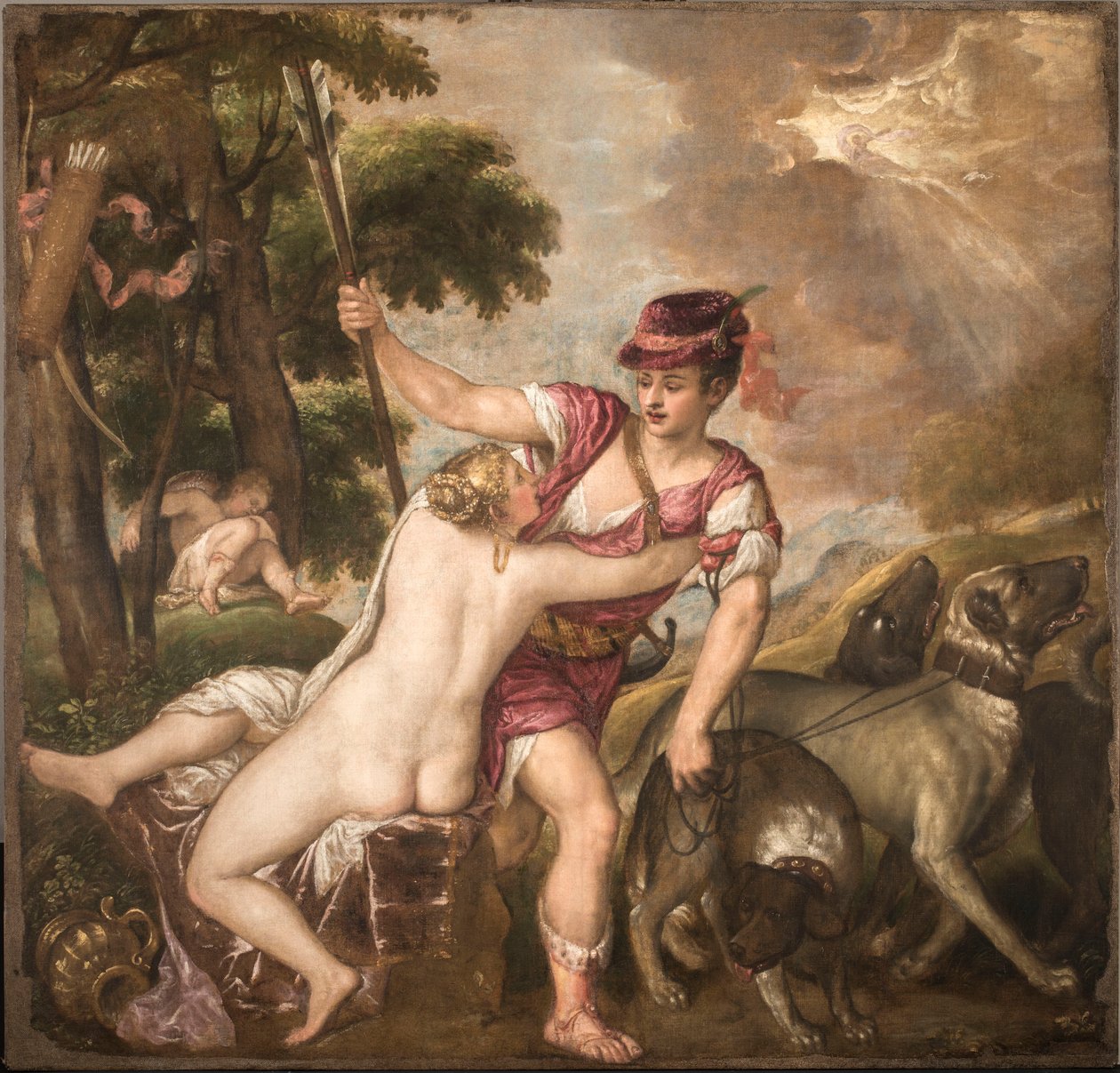 Venus ja Adonis, n. 1560. tekijältä Titian
