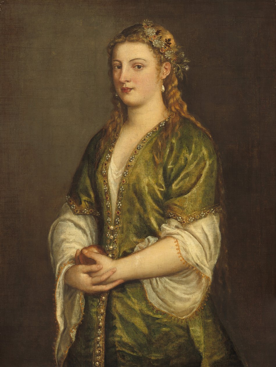 Nainen pitelee omenaa, c. 1550. tekijältä Titian