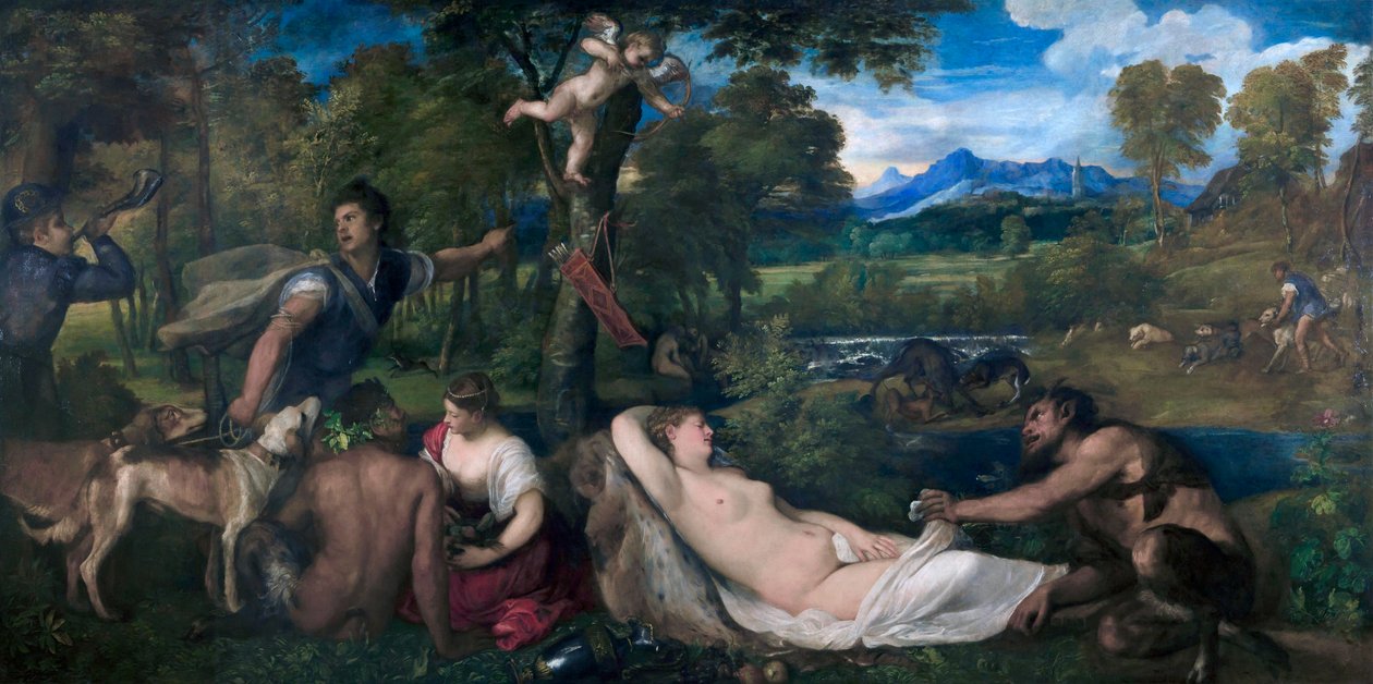 Pardo Venus tai Jupiter ja Antiopa tekijältä Tiziano Vecelli