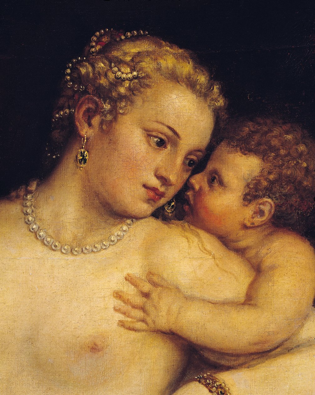 Venus ilahduttaa itseään rakkaudella ja musiikilla, 1545 (yksityiskohta 38586) tekijältä Tiziano Vecelli