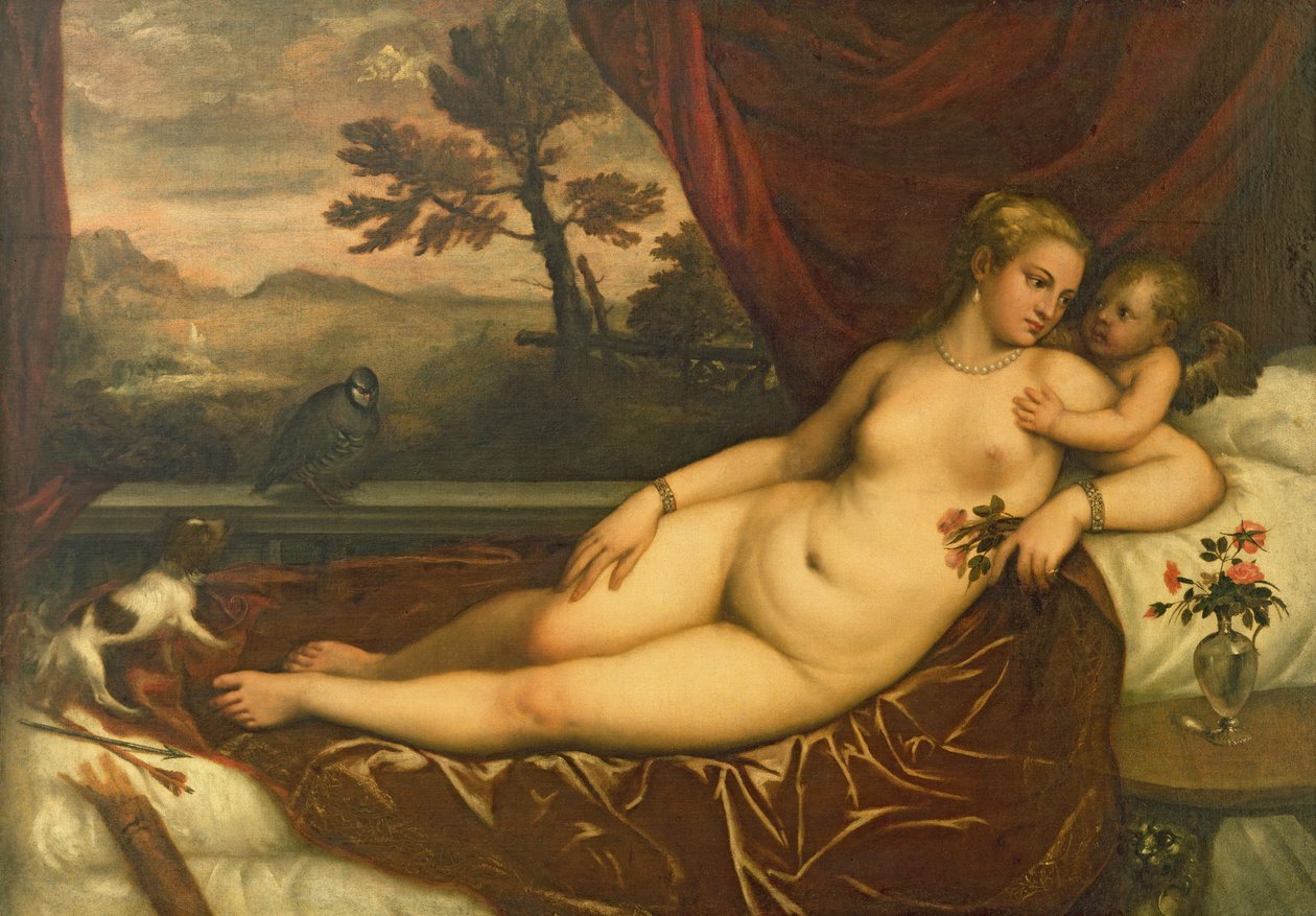 Venus ja Cupid tekijältä Tiziano Vecelli