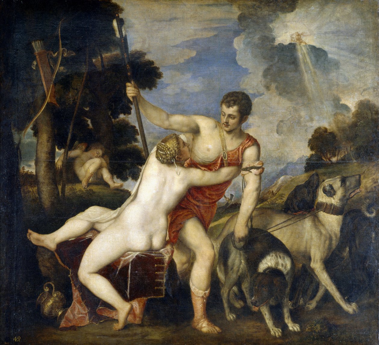 Venus ja Adonis tekijältä Tiziano Vecelli