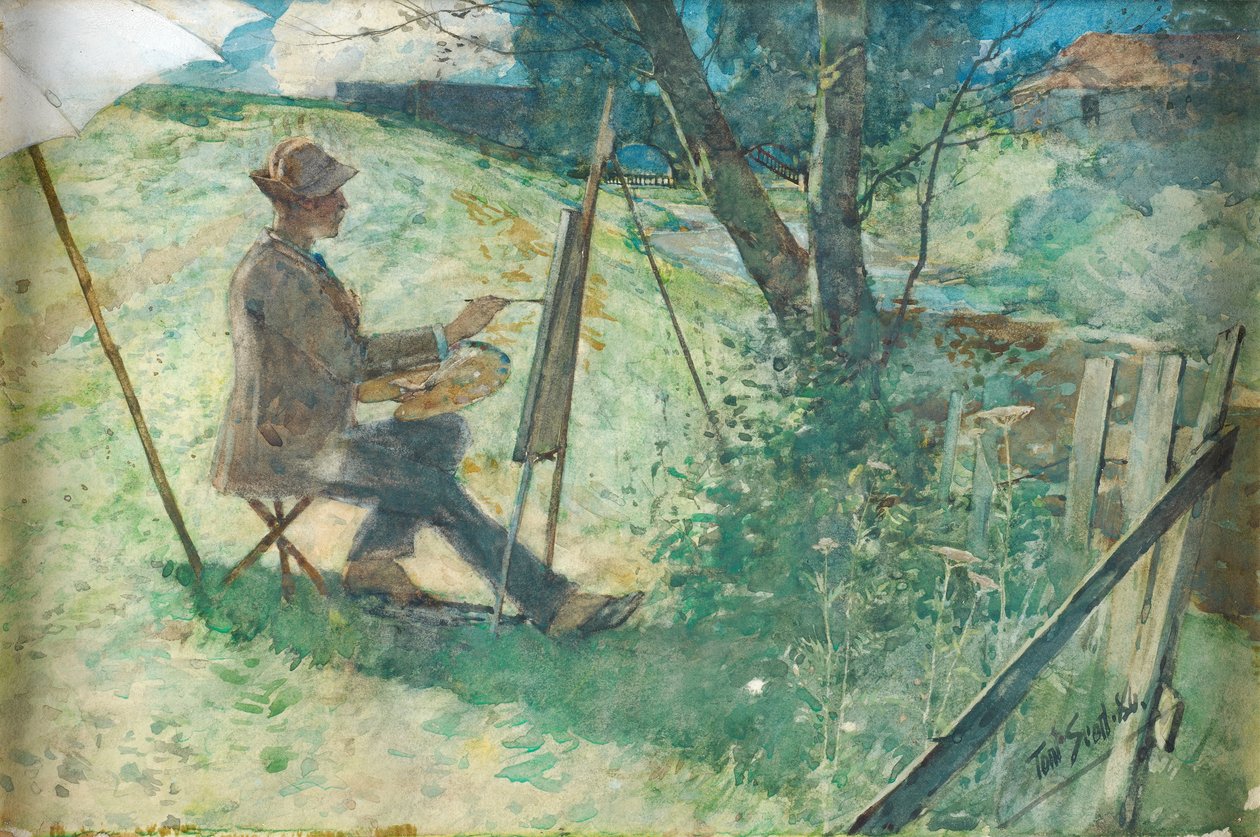 Taiteilijan maalaus palosta, 1886 (wc korotus paperille) tekijältä Tom Scott