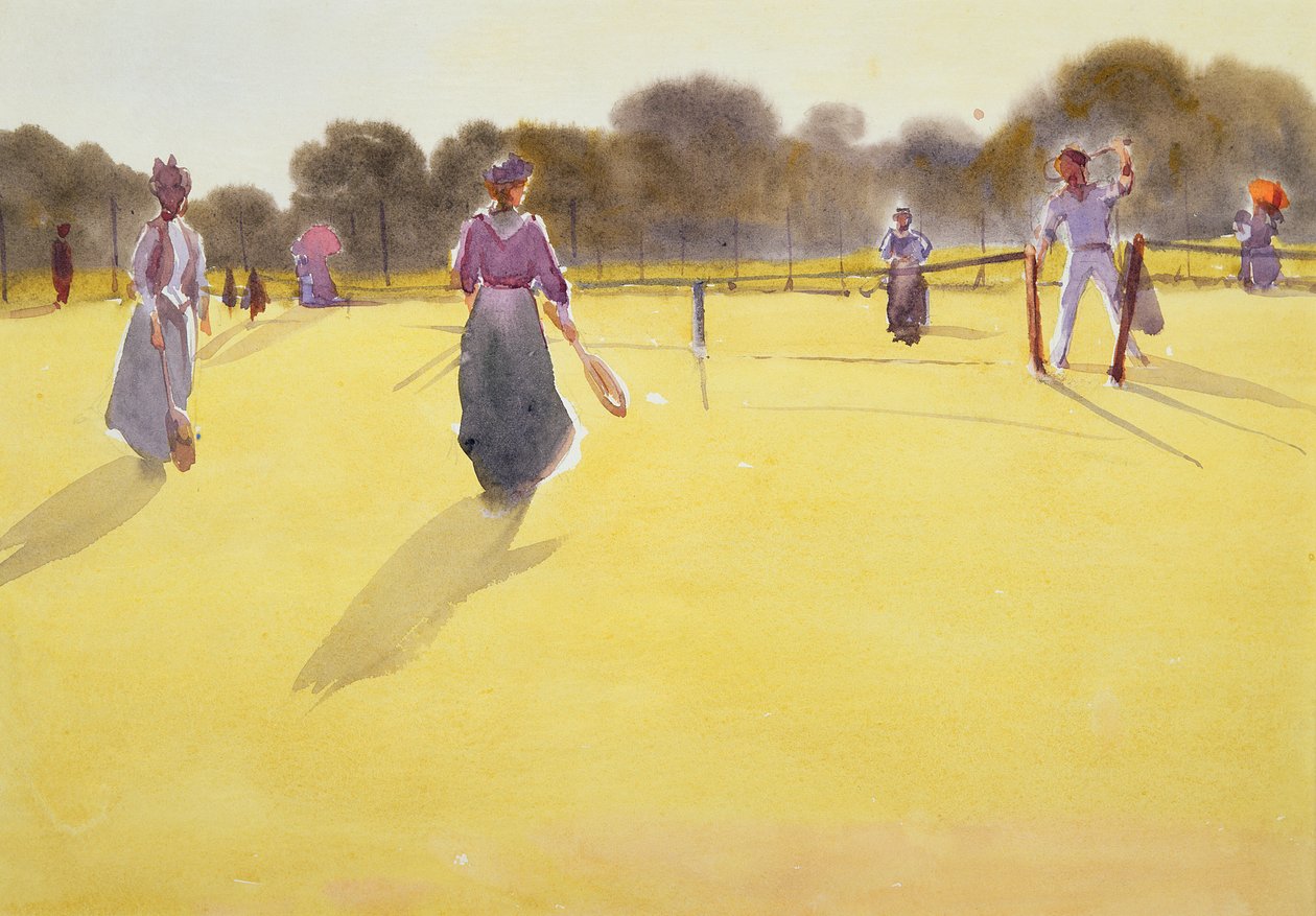 Edwardians at Tennis (vesiväri paperille) tekijältä Tom Simpson