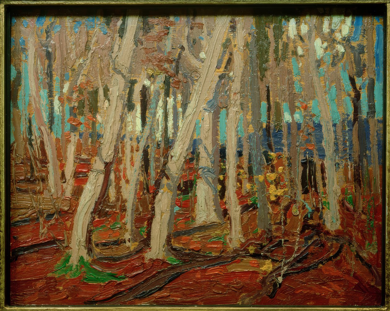 Vaahterametsä, paljaat rungot, 1915 tekijältä Tom Thomson