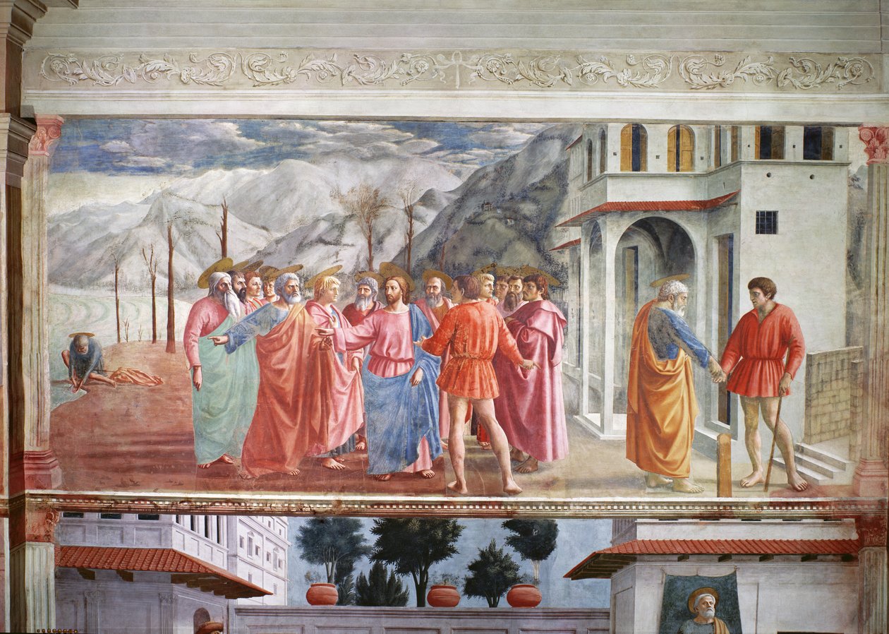 Tribute Money, Brancaccin kappelista, n. 1426 tekijältä Tommaso Masaccio