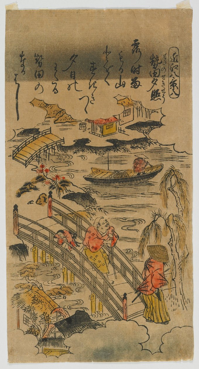 Kahdeksan näkymää Omista (nro 8) Edo-kausi, 1720-luvun loppu tai 1730-luvun alku (värillinen puupainatus) tekijältä Torii Kiyomasu II
