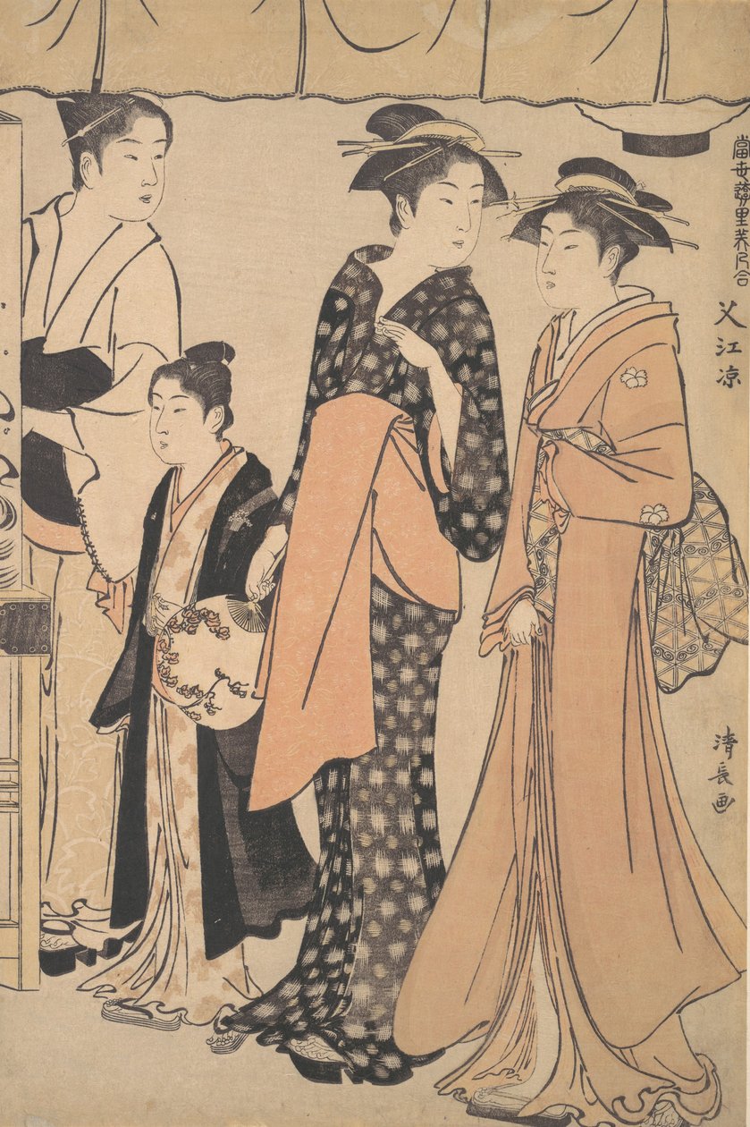 Jäähdytys Nakazussa, 1782. tekijältä Torii Kiyonaga