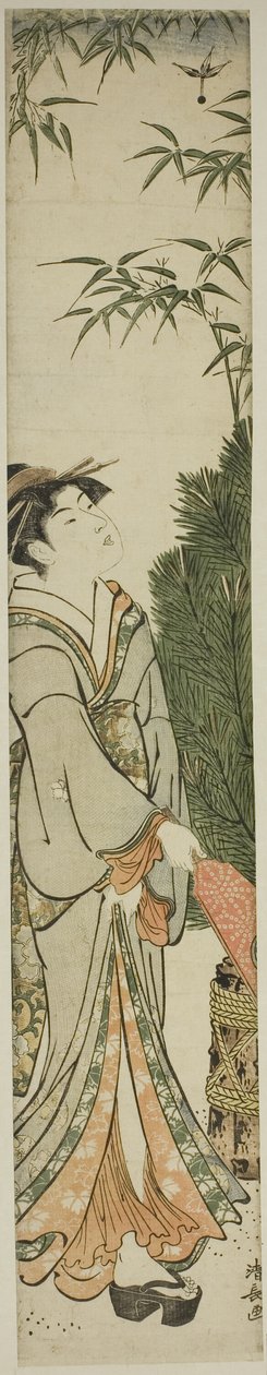 Geisha jugant a Battledore i Shuttlecock Finnish tekijältä Torii Kiyonaga