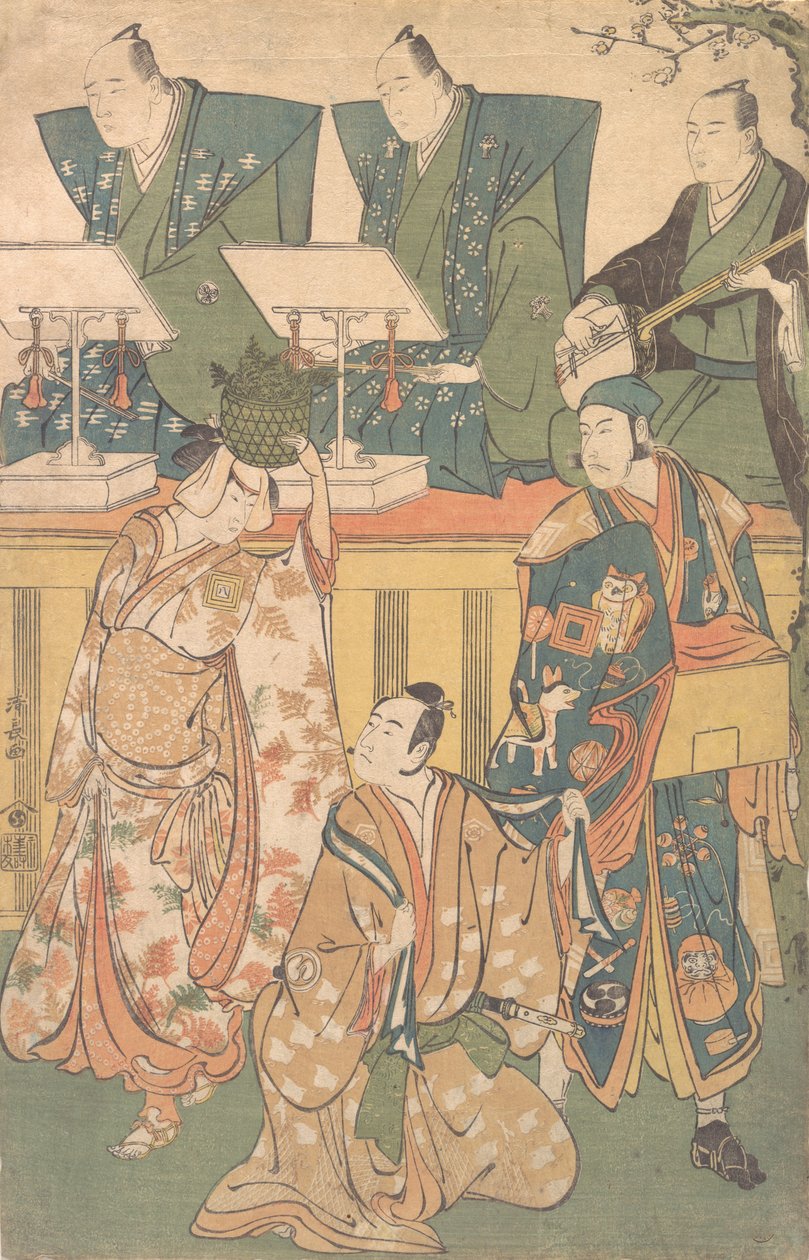 Kohtaus draamasta, n. 1788. tekijältä Torii Kiyonaga