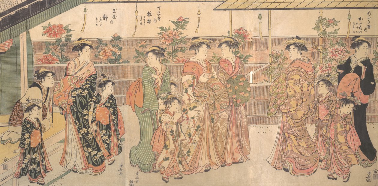 Pioninäyttely, n. 1790. tekijältä Torii Kiyonaga