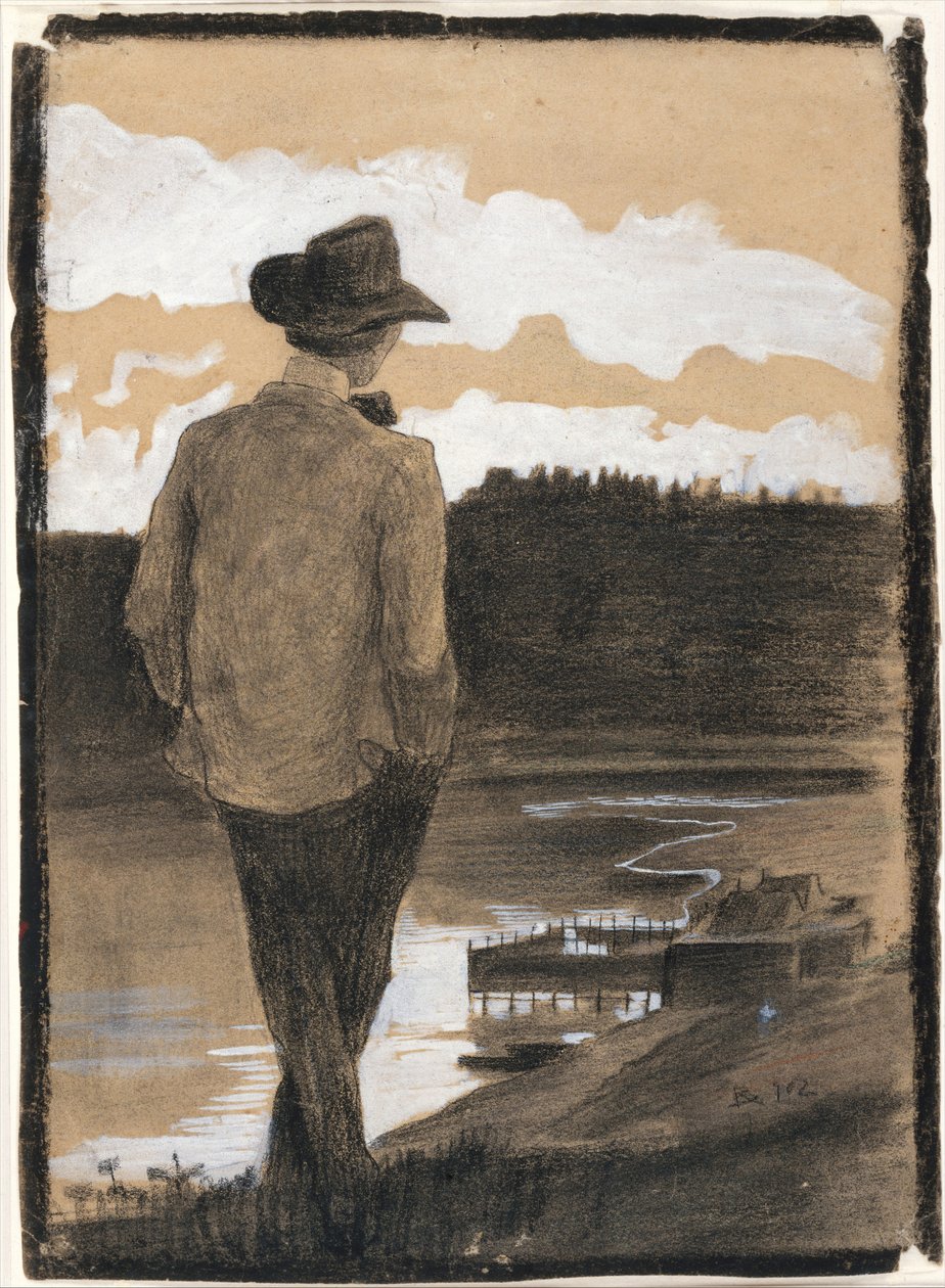 Nuori mies joen rannalla, 1902. tekijältä Umberto Boccioni