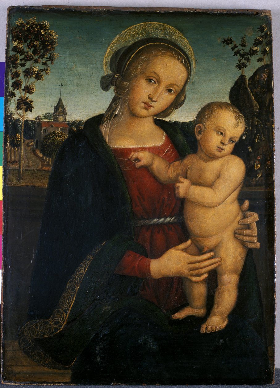 Madonna ja lapsi, 1500 (tempera puulla) tekijältä Umbrian School