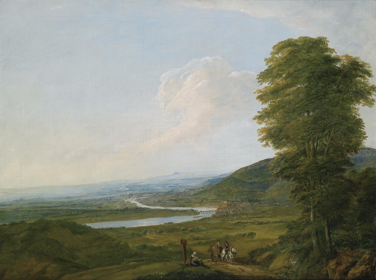 Rheinpanorama bei Wiesbaden um 1790 tekijältä Unbekannt Unbekannt