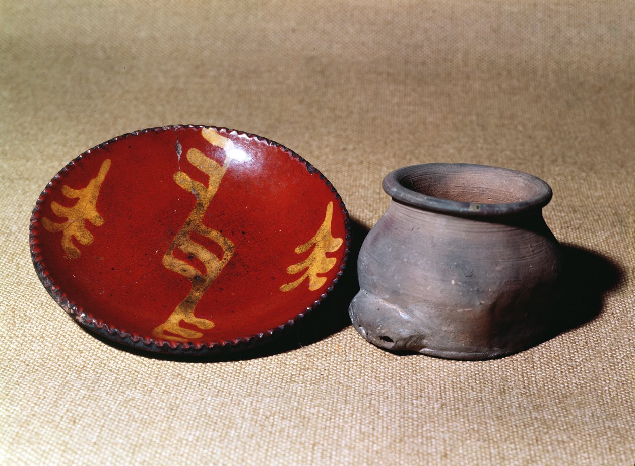 Redware kuppi ja astia, n.1780 keraaminen tekijältä Unbekannt Unbekannt