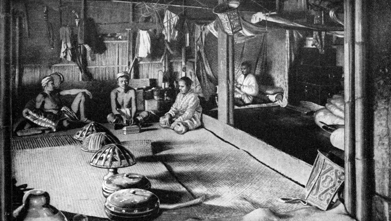 Kalimantanin syntyperäinen pitkä talo, Borneo, 1922 tekijältä Unbekannt