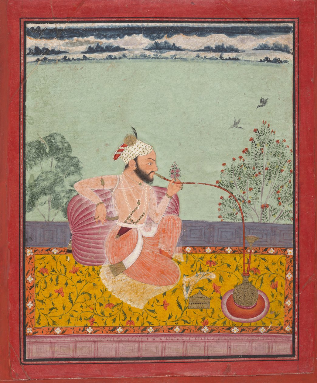 Vesipiippua polttava Raja, n. 1690-1710. tekijältä Unbekannt