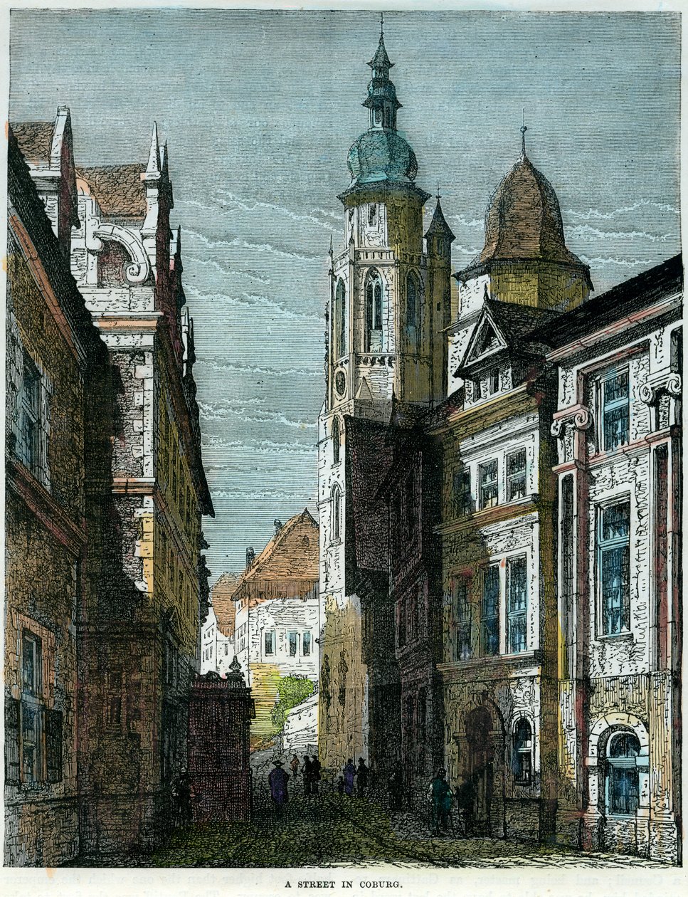 Katu Coburgissa, Baijerissa, Saksassa, vuodelta 1880 tekijältä Unbekannt