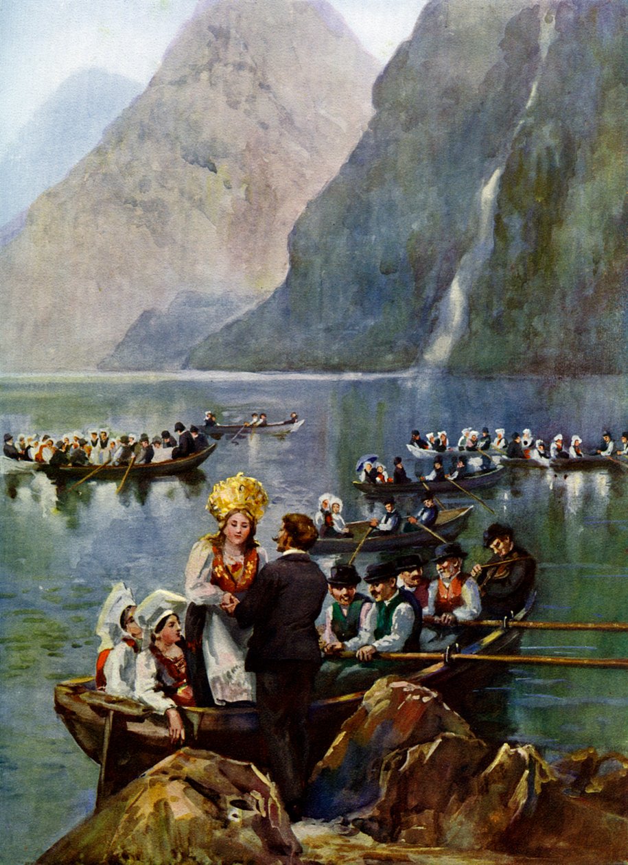 Hääkulkue veneillä, Norja tekijältä Unbekannt
