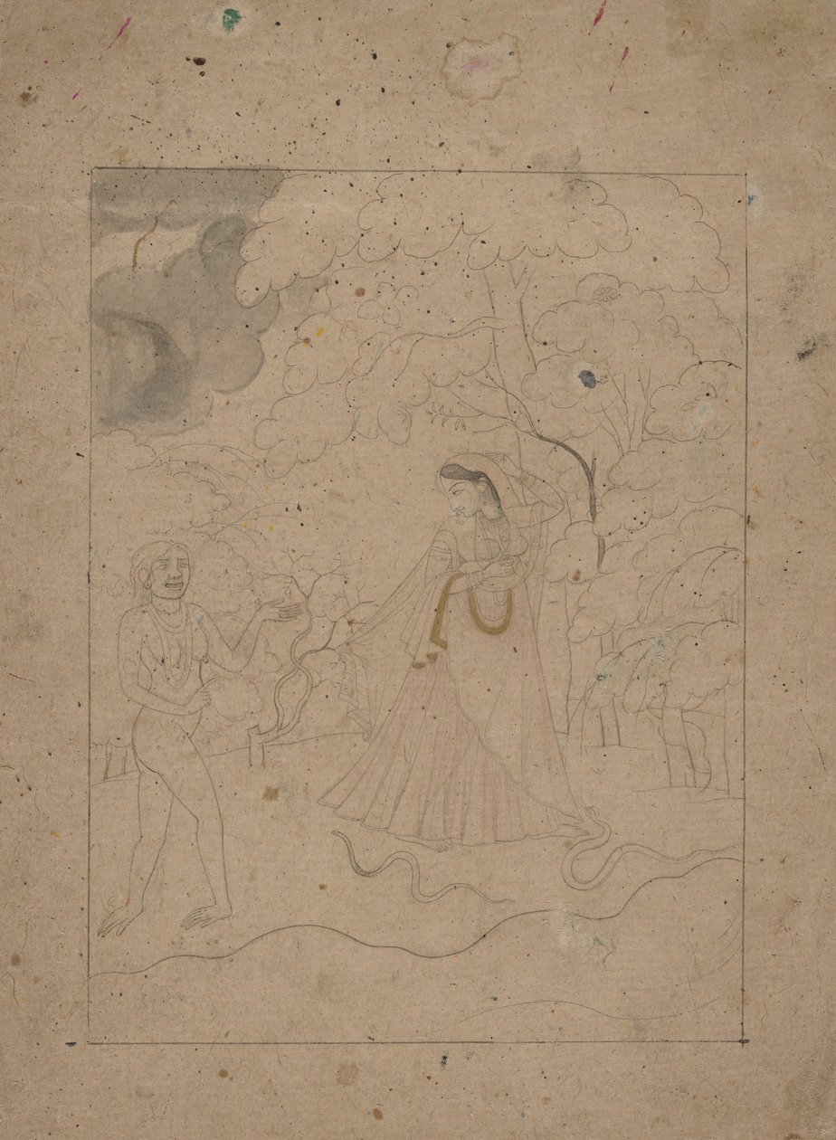 Abhisarika Nayika sankaritar Braving the Night, K. 1800. tekijältä Unbekannt