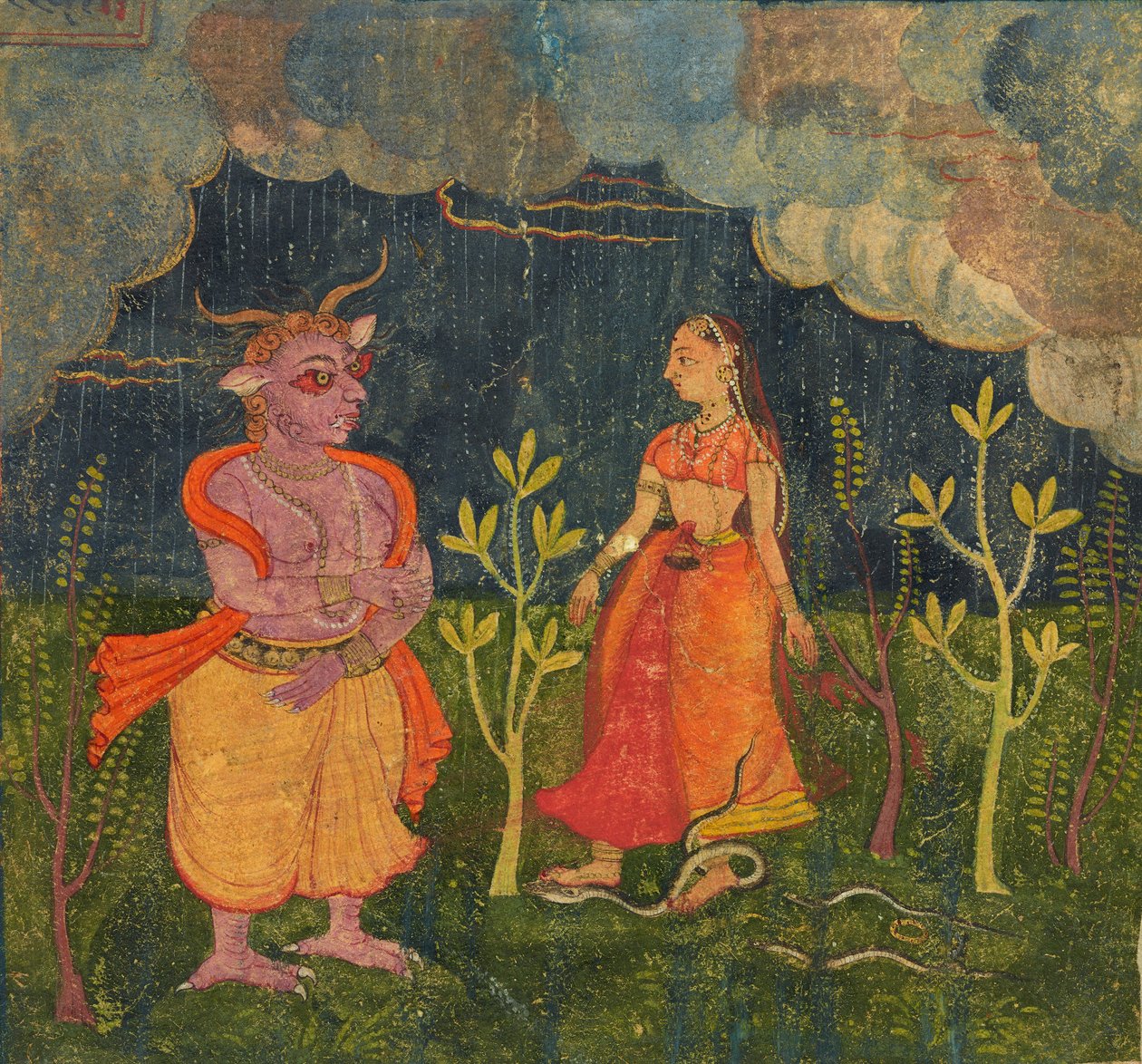 Abhisarika Nayika, Folio Rasikpriyasta, n. 1615-1625. tekijältä Unbekannt