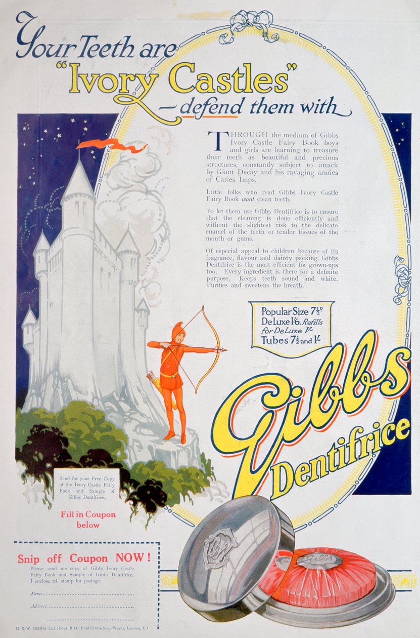 Mainos Gibbs Solid Dentifrice, 1922 tekijältä Unbekannt