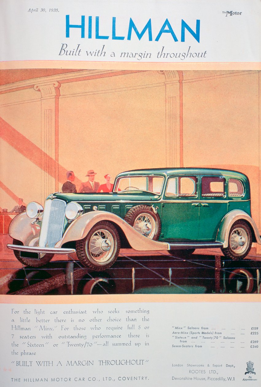 Hillman-autojen mainos, 1935 tekijältä Unbekannt