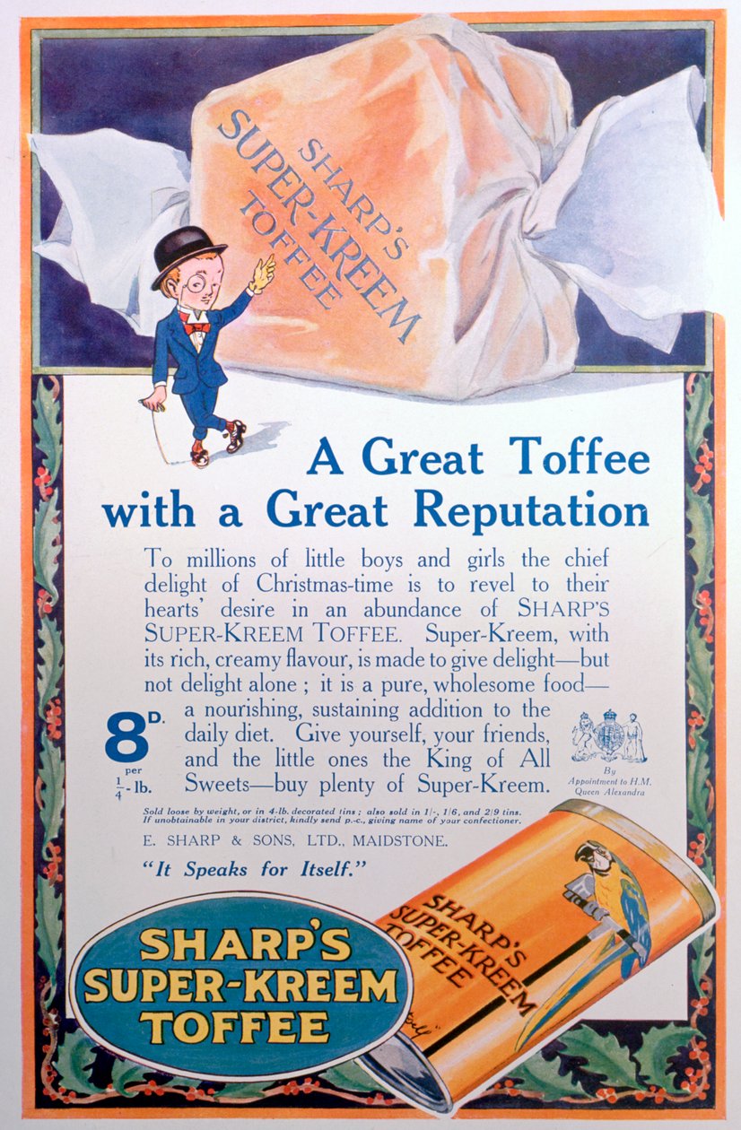 Mainos Sharps Super-Kreem Toffeelle, 1922 tekijältä Unbekannt
