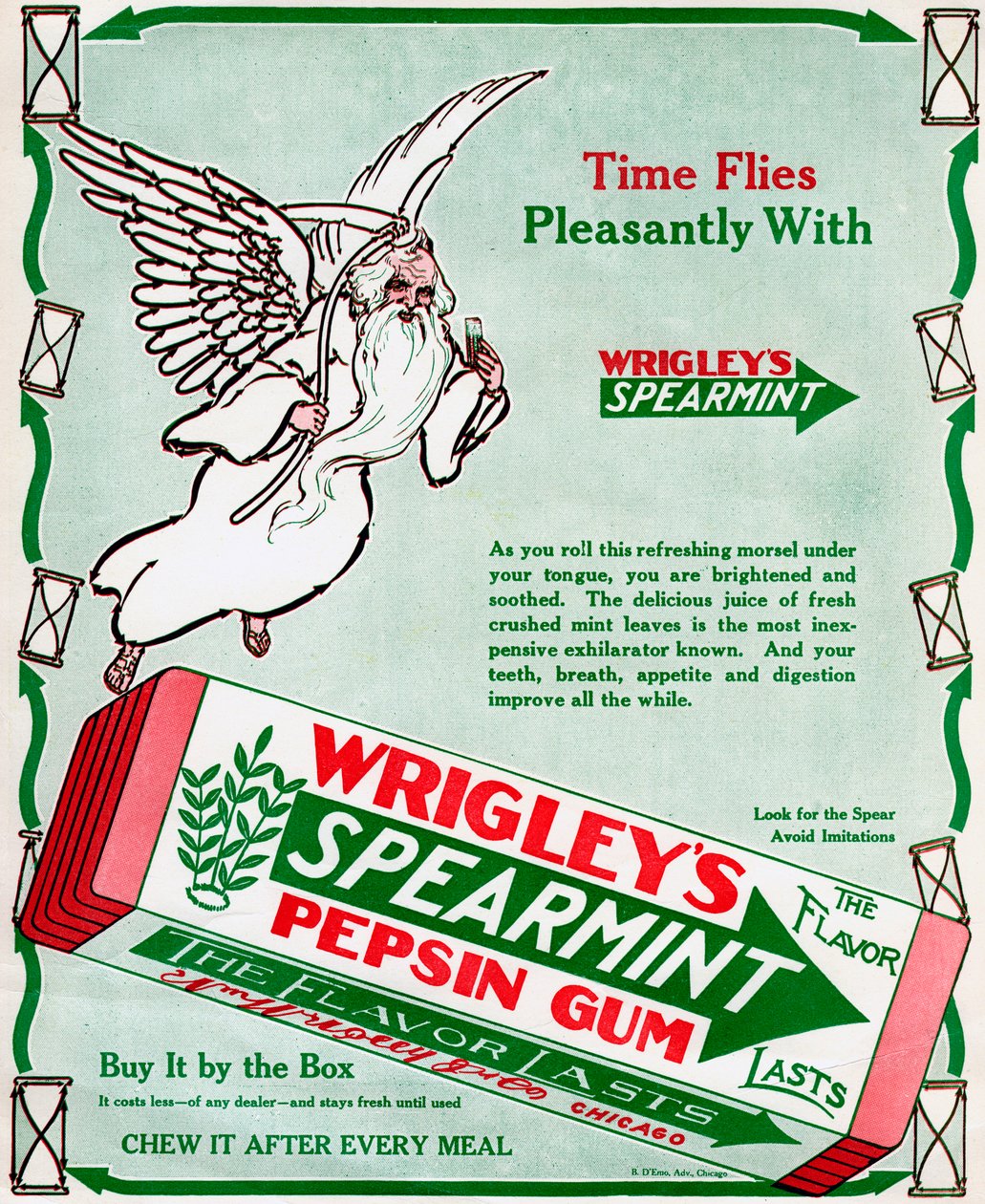 Mainos Wrigleys Spearmint Pepsin Gum, 1913 tekijältä Unbekannt