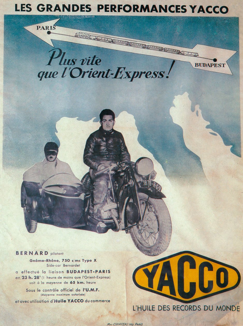 Yacco-moottoriöljyn mainos, 1936 tekijältä Unbekannt