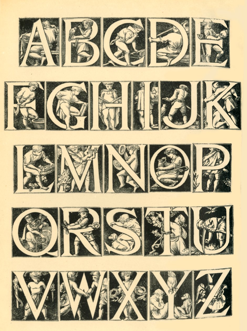 Aakkossuunnittelu laatoille, 1864, 1881. tekijältä Unbekannt