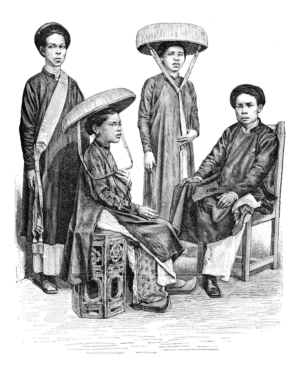 Annamilaiset päälliköt ja naiset, Vietnam, 1895 tekijältä Unbekannt