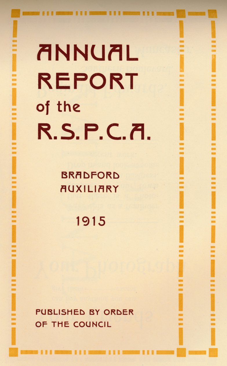 R.S.P.C.A.:n vuosikertomus, 1916 tekijältä Unbekannt