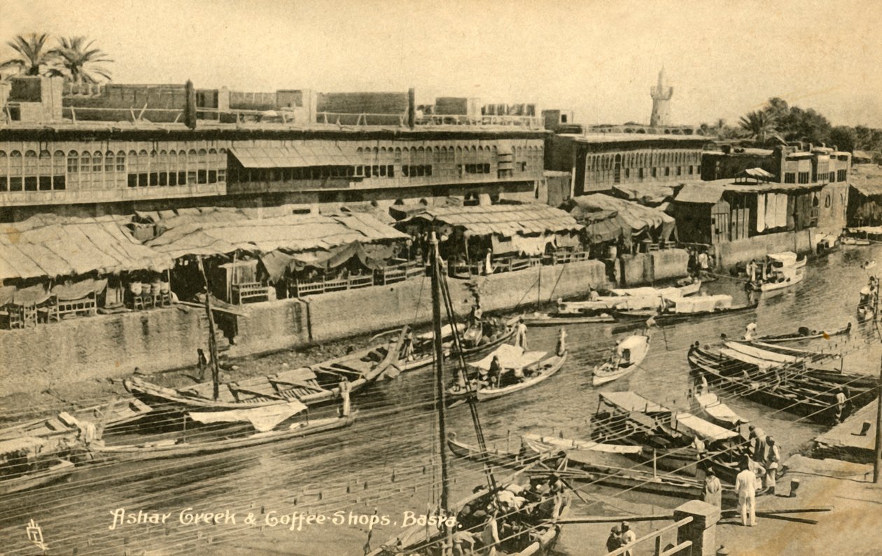 Ashar Creek & Coffee Shops, Basra, c1918-c1939. tekijältä Unbekannt